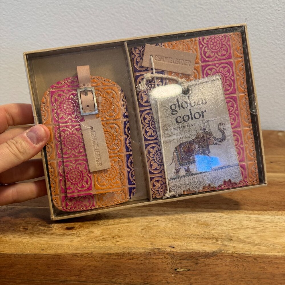 Boho Luggage Tag & Passport Holder Gift Set